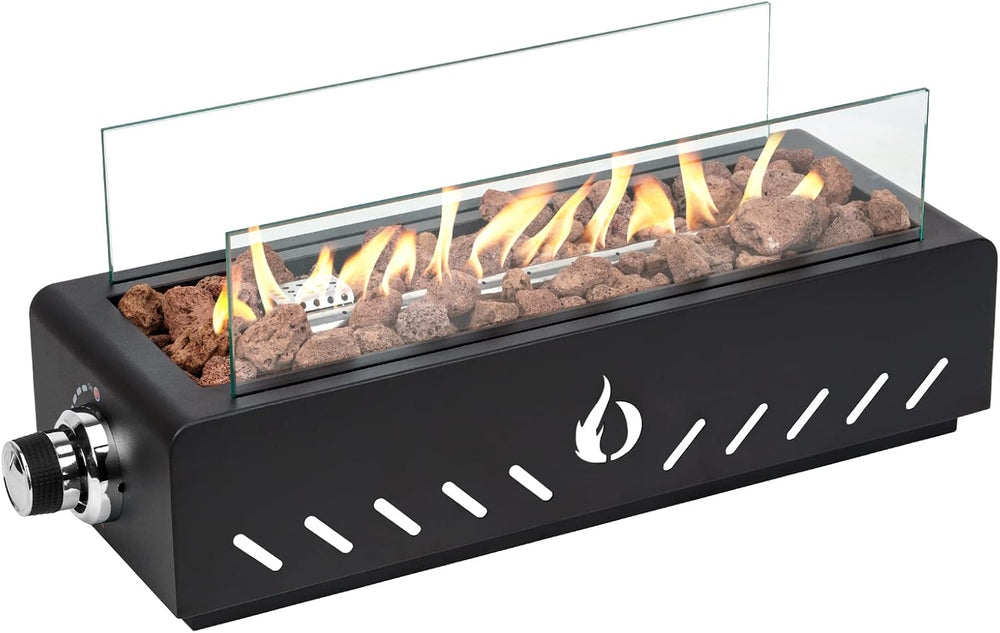 18" Propane Gas Fire Pit Side-Mounted, Portable Tabletop Fireplace, FP026