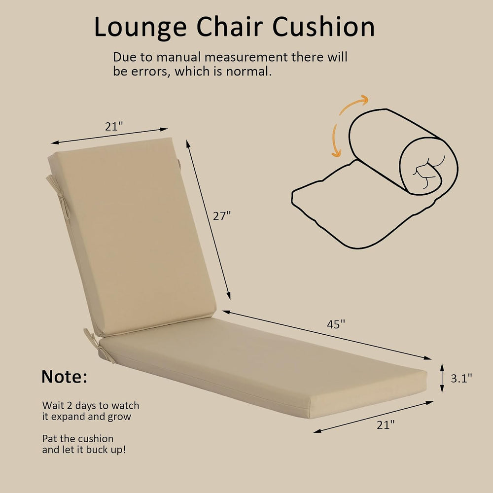 COZYVIDA Outdoor Chaise Lounge Cushions,72"x21"x3.1" Water-Res...