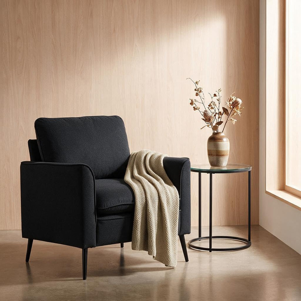 YISHENG Mid-Century Modern Living Room Accent Chairs Set of 2 - Oversized Fau...