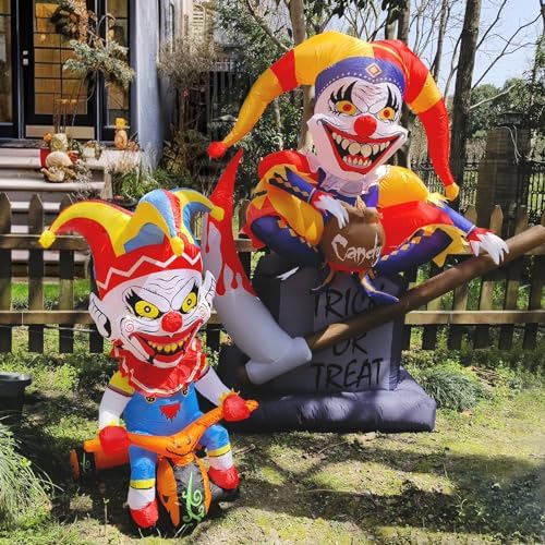 WBHome 5 Ft Halloween Inflatable Outdoor Clown Bicycle Decorations, Day of Th...