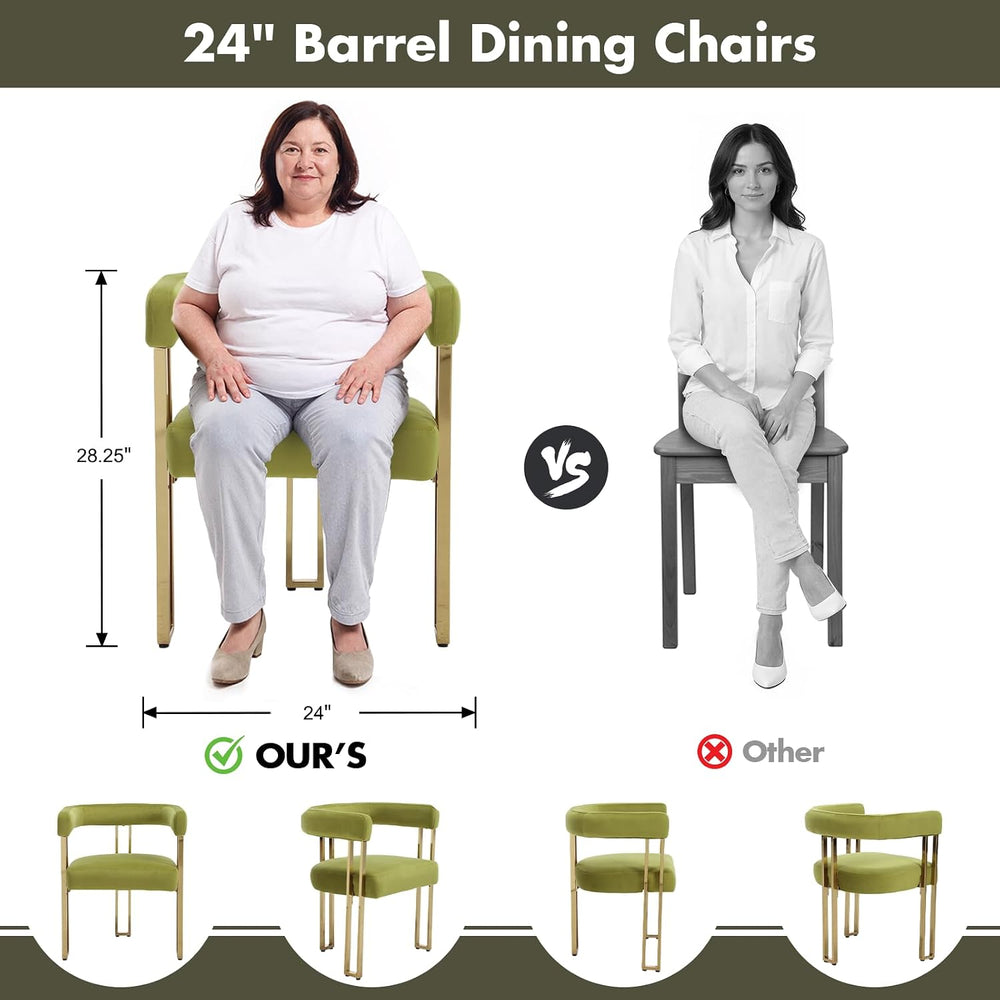 Hyfirm Green and Gold Modern Dining Chairs Set of 4, Velvet Upholstered Barre...