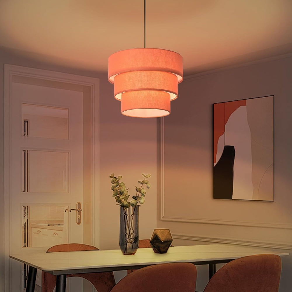 Orange Plug in Pendant Light, Mid Century Modern Pendant Light 3 Tier Plug in...