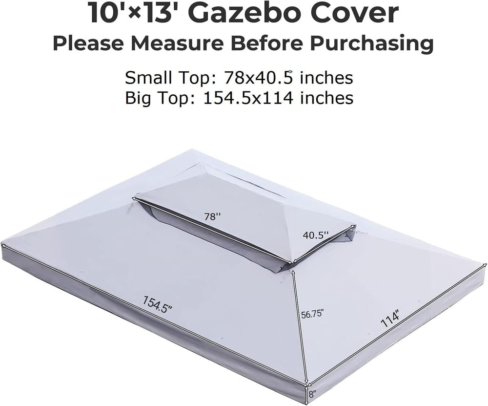 Grand Patio Replacement Canopy Top for 10×13 FT Outdoor Gazebo, Double Tiers ...