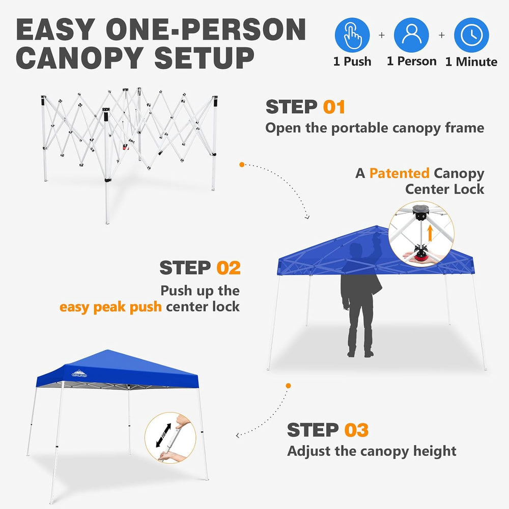 EAGLE PEAK 10x10 Slant Leg Pop Up Canopy Tent, Blue