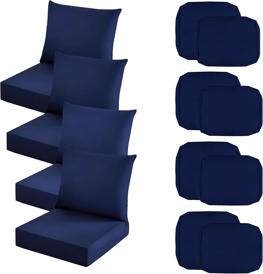 Outdoor Seat Cushion Cover Set of 4, 24 x 24 x 5.75 Inch, Navy