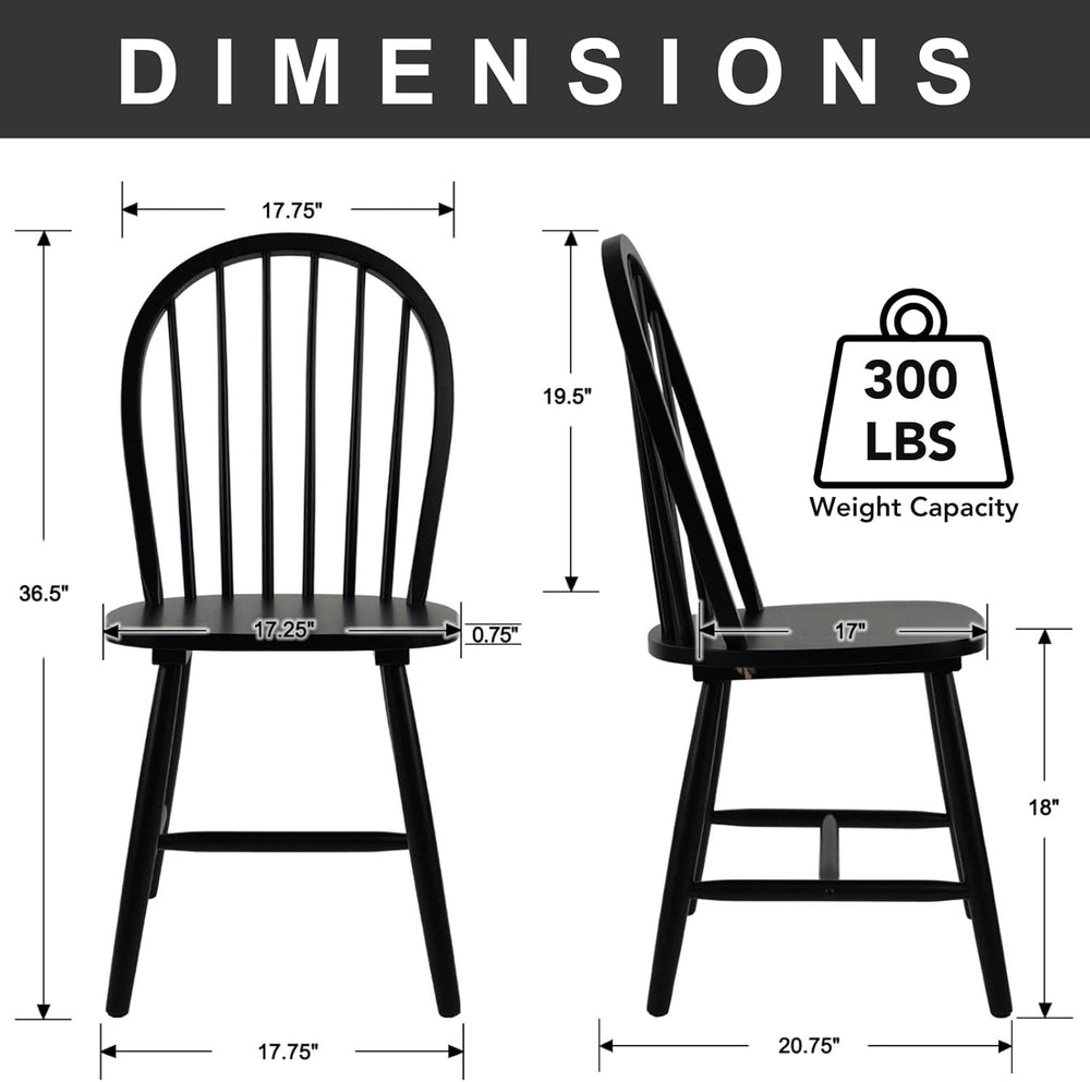 chairus Farmhouse Black Dining Chairs Set of 8, Windsor Wooden Dining Room Ch...
