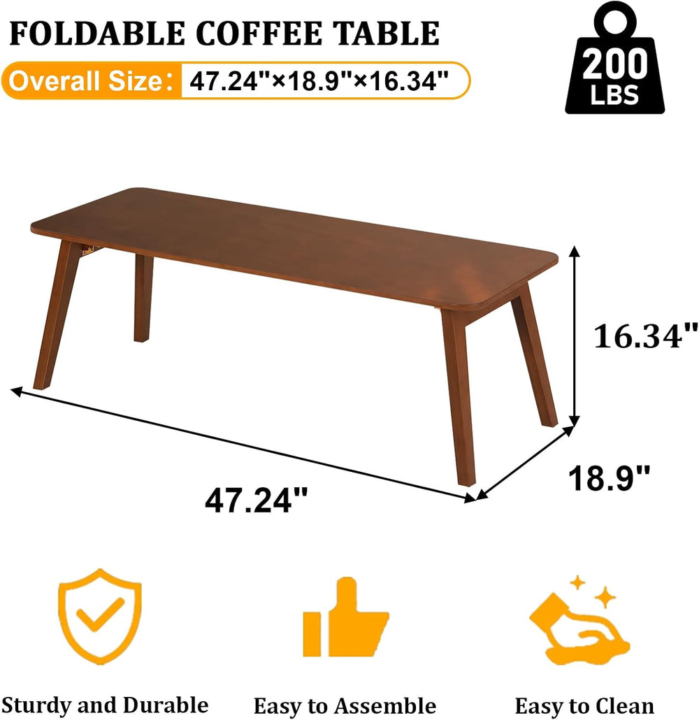 Baveke FoBaveke Foldable Coffee Table- Small Farmhouse Coffee Tables for Livi...