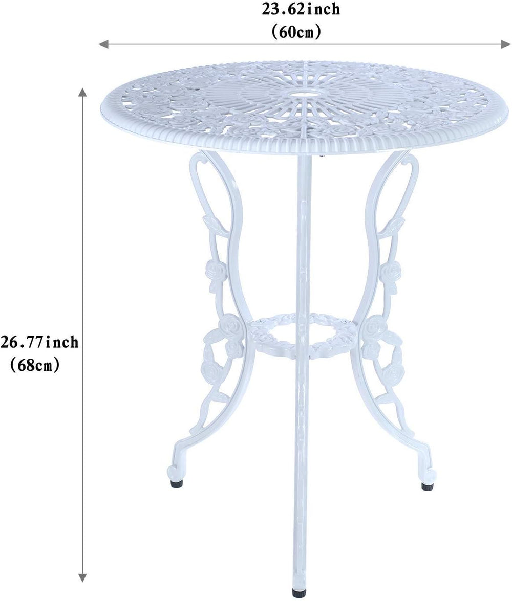 Mandolin White Rose Cast Aluminum 5 Piece Patio Dining Bistro Set