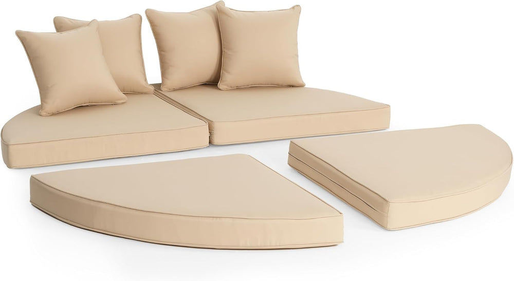Crownland 66 Inch Outdoor Patio Canopy Bed Round Daybed Replacement Cushions,...