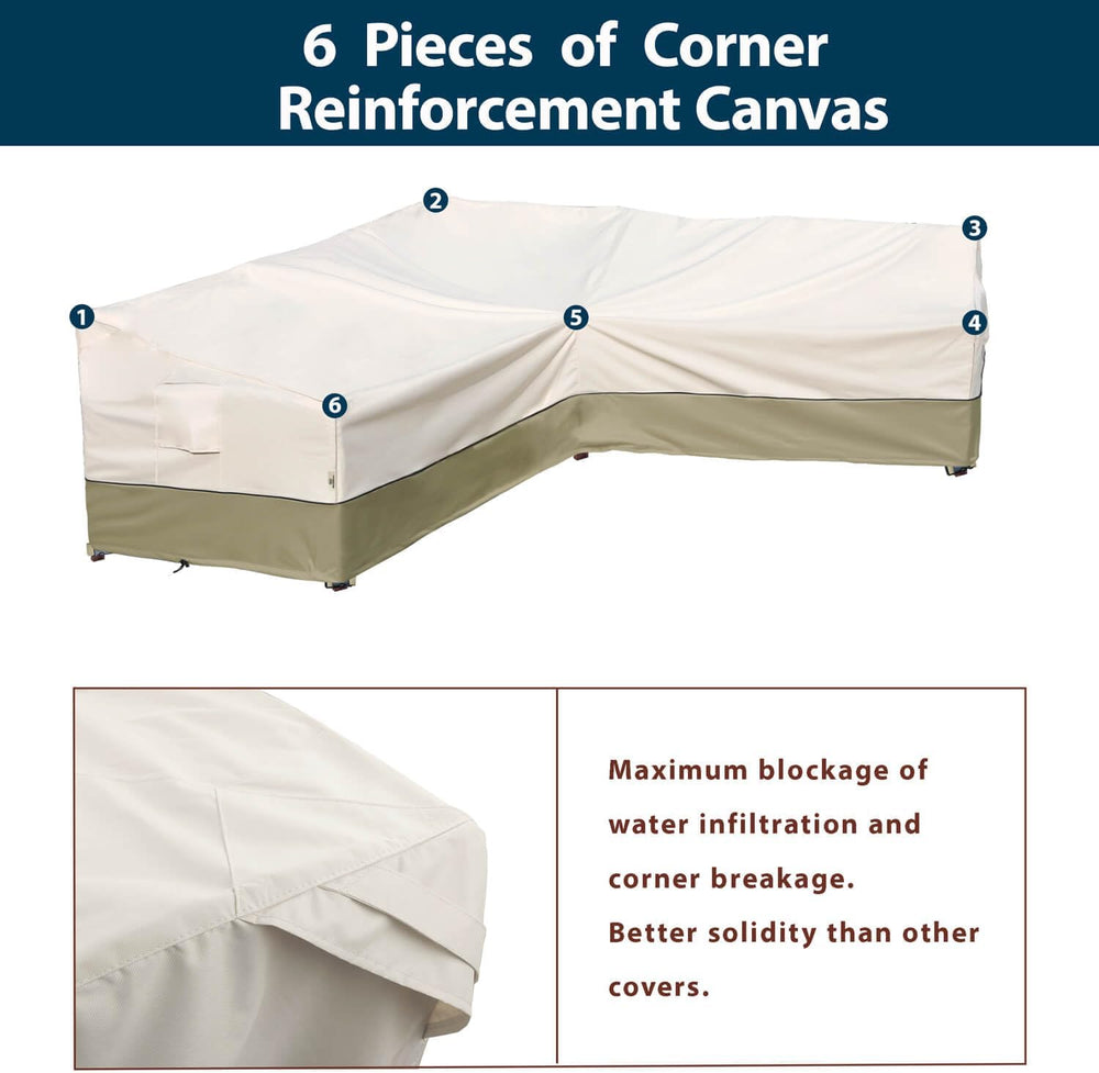 Outdoor Sectional Couch Cover - Patio Fruniture Covers Waterproof, Rip-Stop, ...
