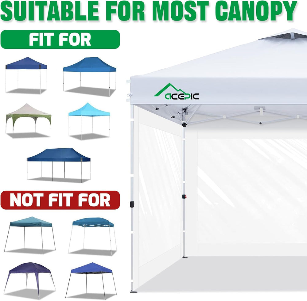ACEPIC 10x10ft Clear Sidewalls for Canopy,White(3PCS, No Frame or Top)