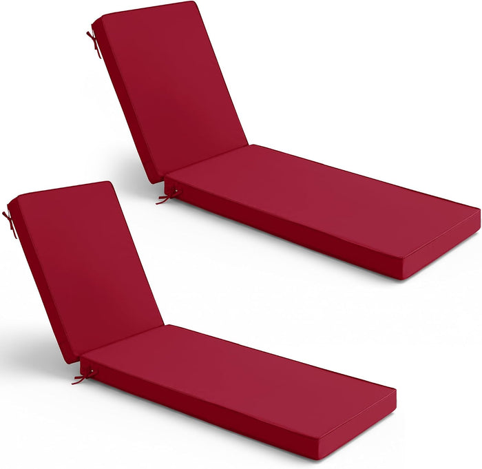Summsun Chaise Lounge Cushions Outdoor Set of 2, 72 x 21 x 3 Inch, Red