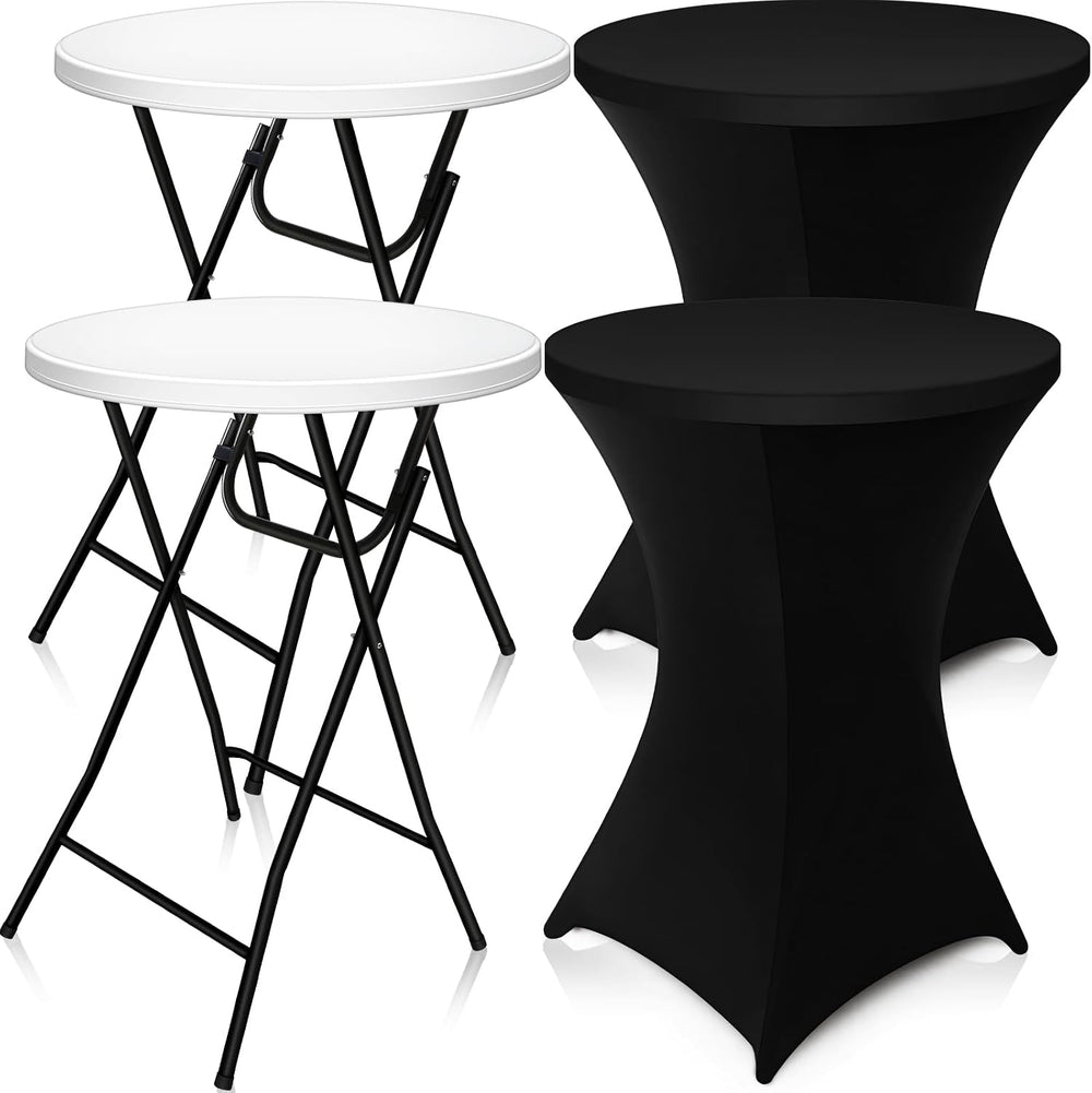 Wenqik 2 Sets 32"x43" High Top Folding Cocktail Tables & Covers...
