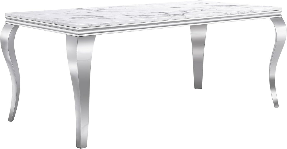 Henf 7 Piece Marble Dining Table Set for 6, 68" Modern Kitchen Dining Ro...
