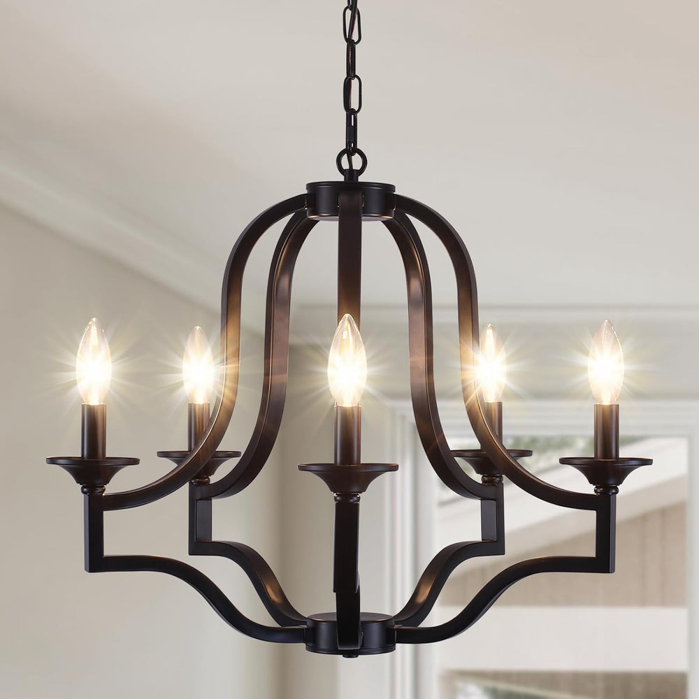 Black Chandelier Light, Modern Farmhouse Chandeliers for Dining Room Light Fi...