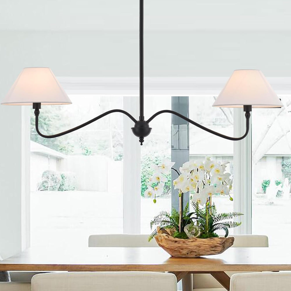 Modern Linear Chandelier for Kitchen Island, 2-Light Linear Light Fixture wit...