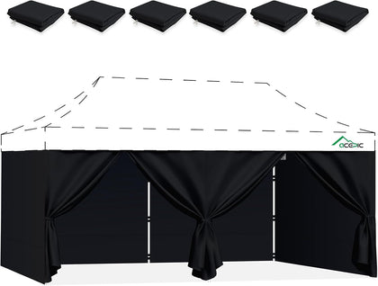 ACEPIC 10x20ft Canopy Sidewalls with Door, Black (6PCS, Frame Not Included)