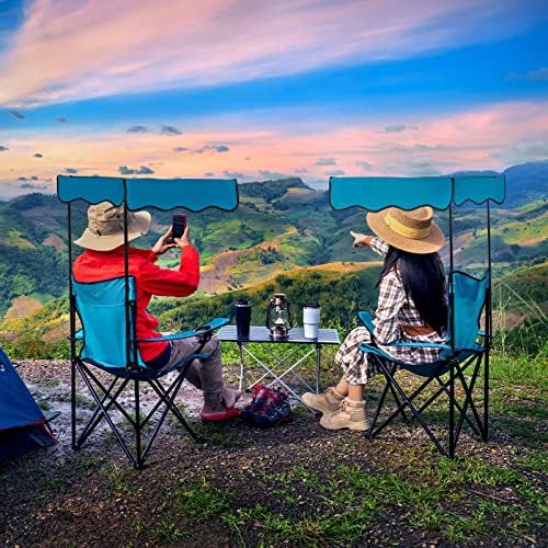 Homcosan Folding Camping Chair with Shade Canopy and Cup Holder Beach Chair w...