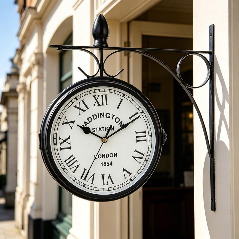 JHY DESIGN 12-Inch Double-Sided Wall Clock Waterproof Indoor Outdoor Clock Ha...