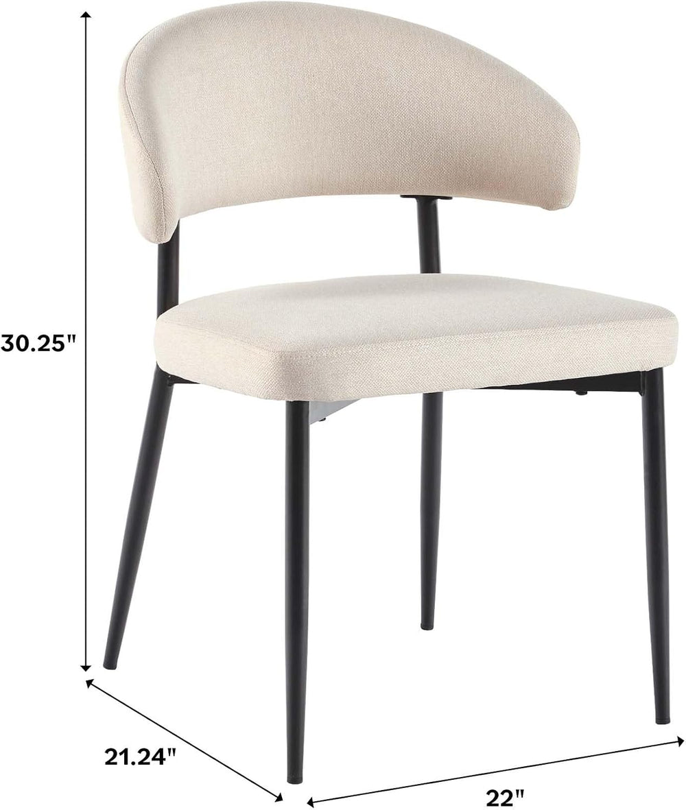 Walker Edison Modern Curved Back Upholstered Dining Chair with High-Performan...