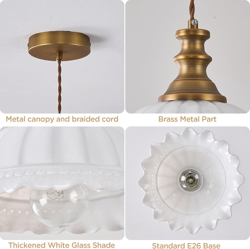 HDDFL White Glass Pendant Lights Modern Pendant Lighting Fixtures 11.8 in Han...