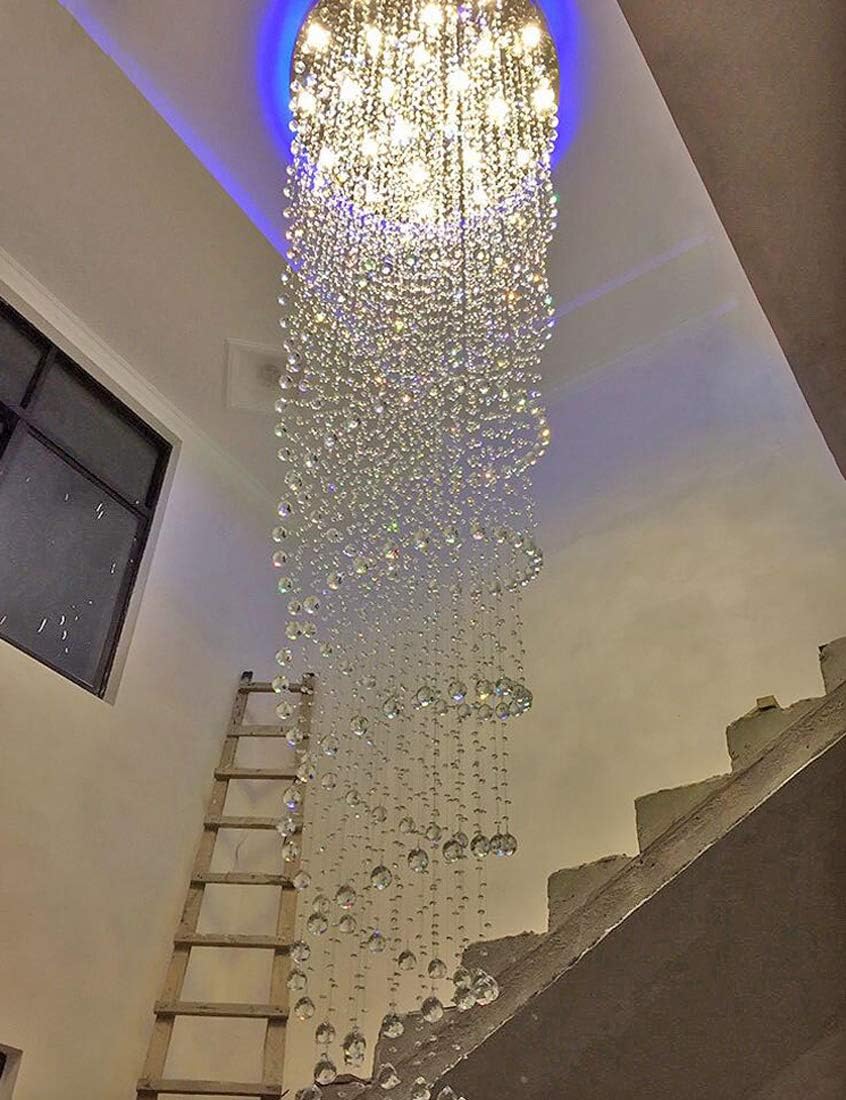 HAIXIANG 118inch Modern Crystal Chandelier for High Ceiling Living Room Foyer...