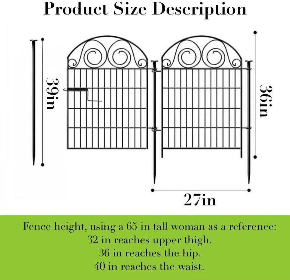 Getlay Tall Garden Fence Animal Barrier with Gate, 36 in(H) 14 Panels Garden ...