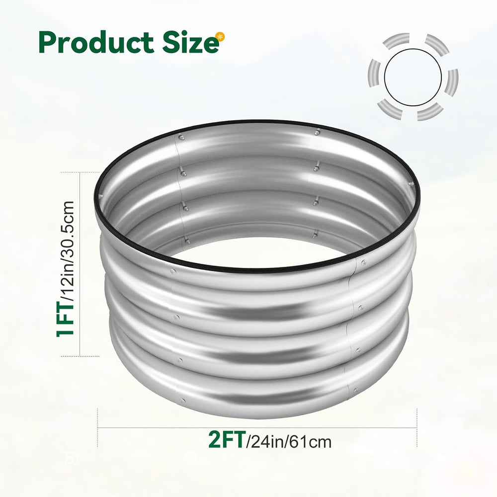 3-Pack Round Raised Garden Bed Outdoor 2x2x1ft Planter Box, Silver