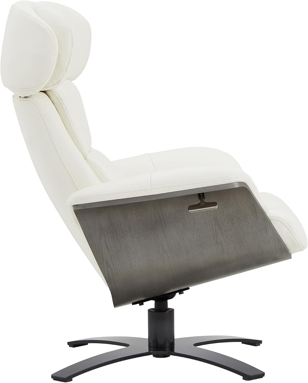 CHITA Genuine Leather Reclining Swivel Accent Chair with Ottoman, White