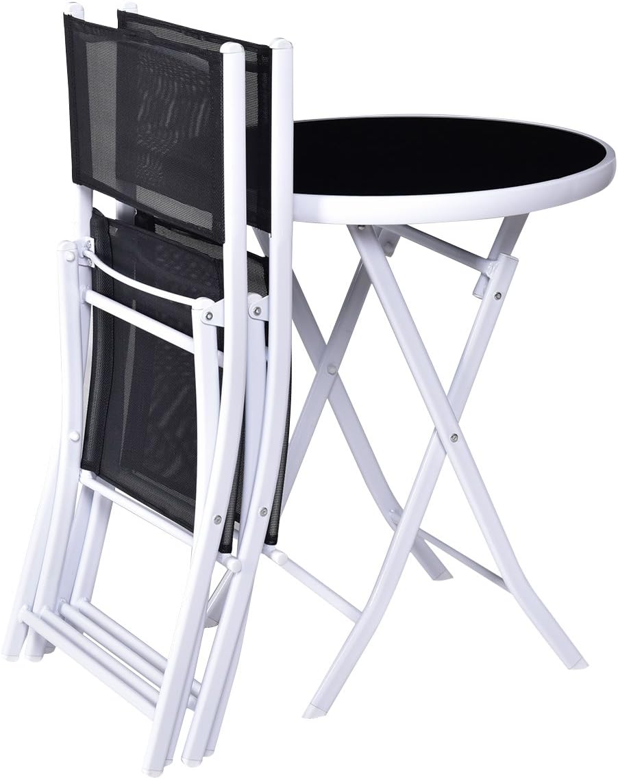 Giantex Bistro Table Set, 3 Piece Patio Bistro Set, Outdoor Folding Table and...