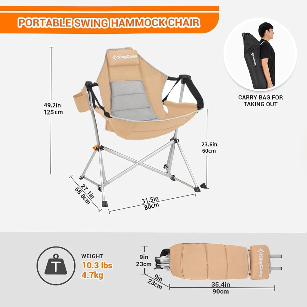 KingCamp Hammock Camping Chair, 400lbs Heavy Duty Swing Chairs for Adults