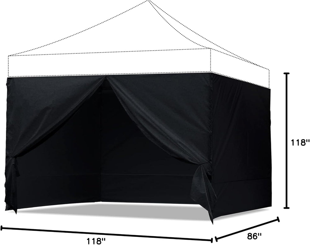 ABCCANOPY Canopy Side Wall Set 10x10,4 Walls Only No Frame and Top Black
