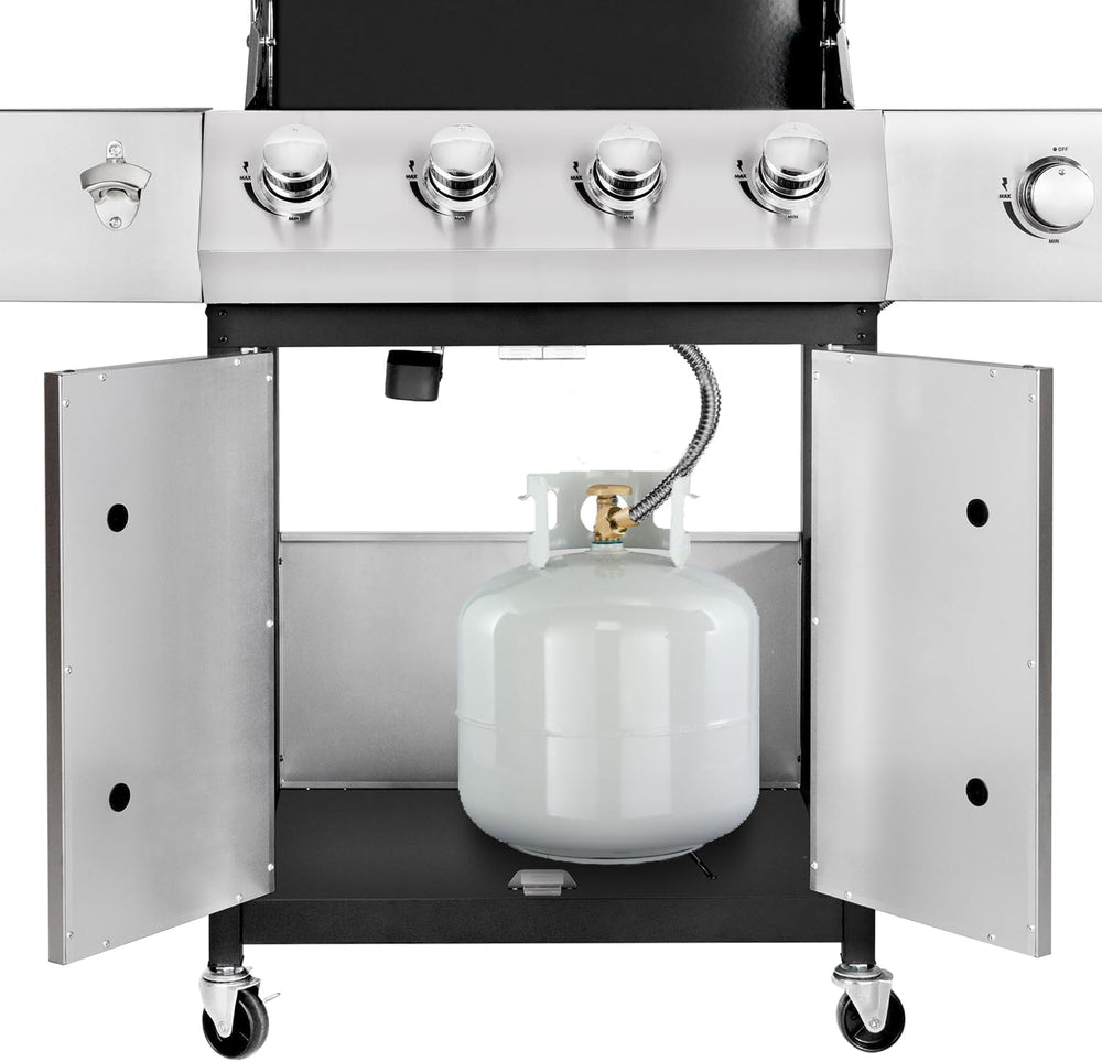 4-Burner Propane BBQ Grill 53000 BTU Stainless Steel Cast Iron Grate