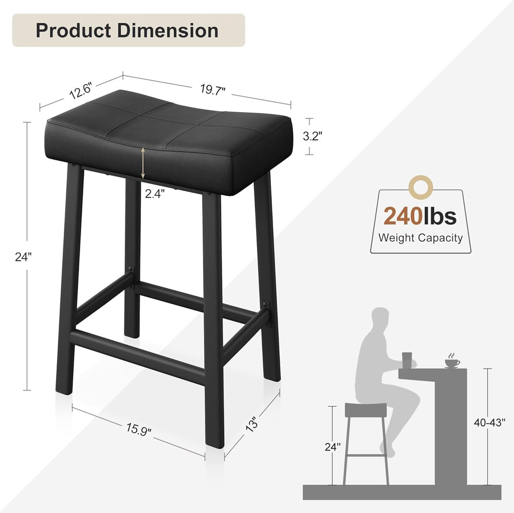 GAOMON Bar Stools Set of 2, 24" Counter Height Upholstered Padded Barstools