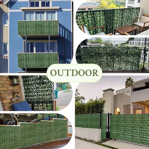 ODTORY Artificial Ivy Privacy Screen Fence Panel, Green 40 X 120 in
