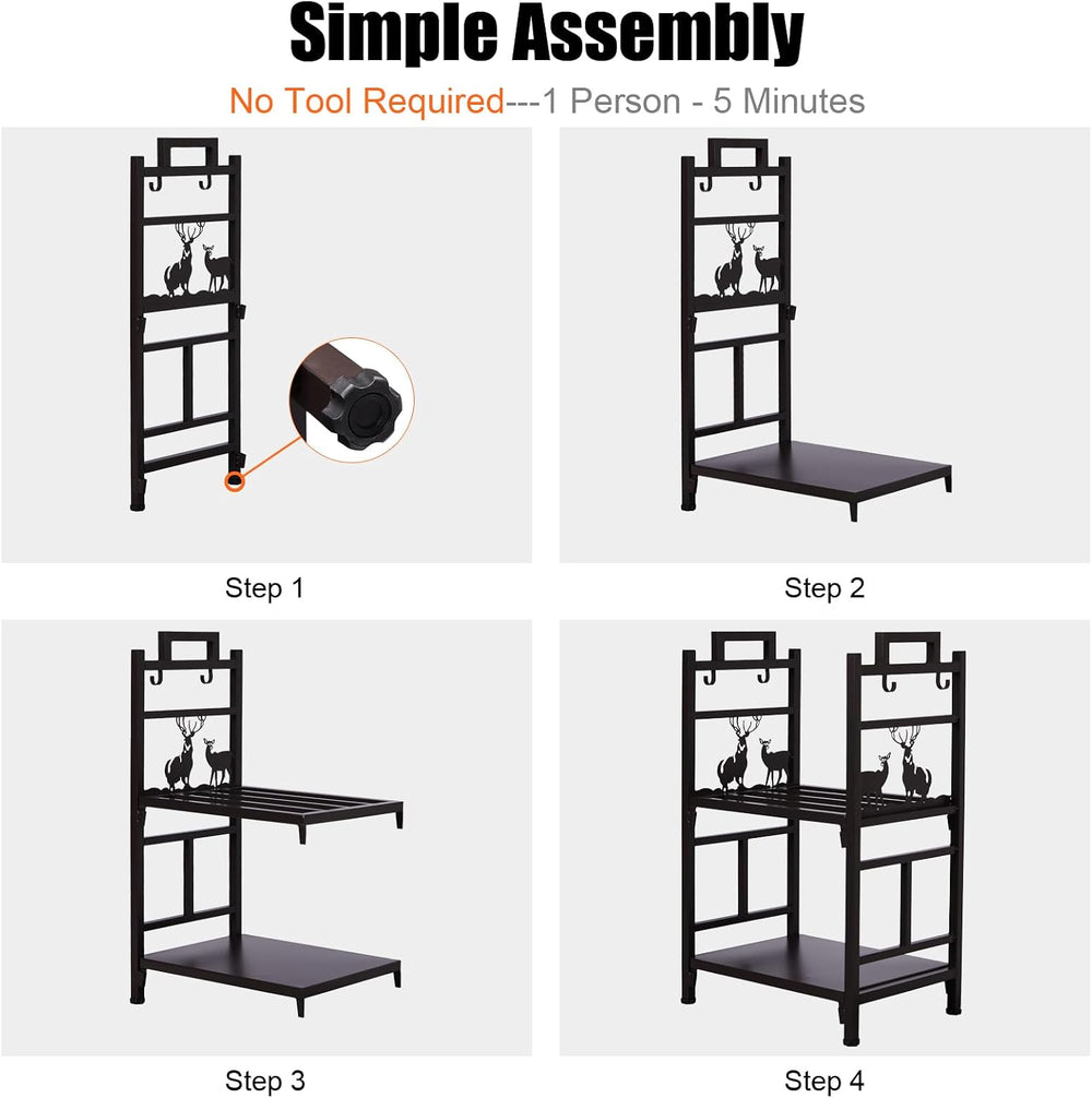 Outvita 2 Tier Firewood Log Rack, Iron Lumber Storage Holder, Wood Pile Stack...