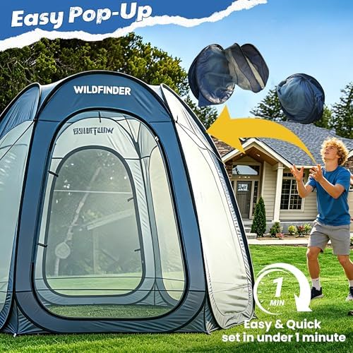 wildfinder 10x10 pop up screen house tent, screened shown in use