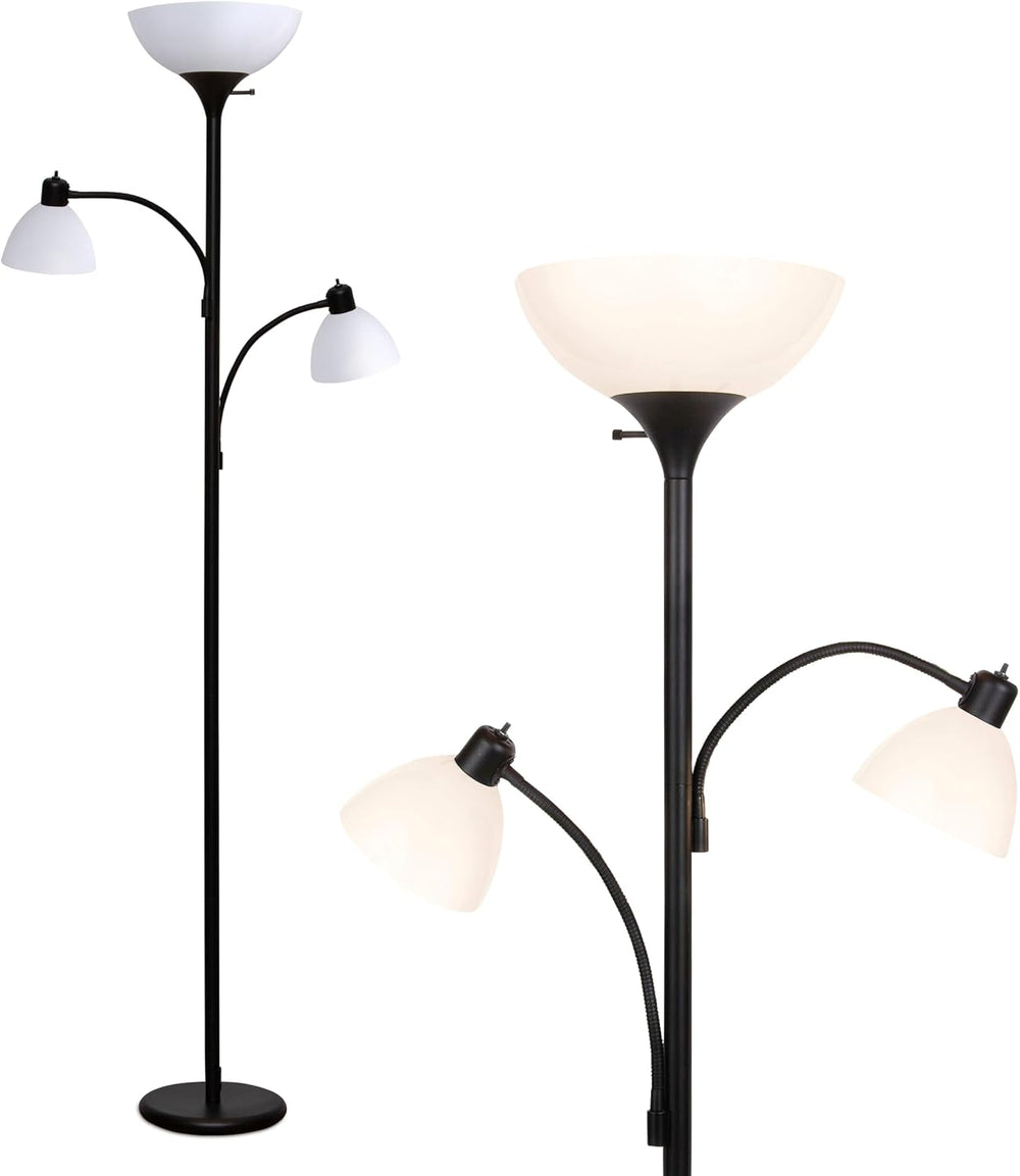 Brightech Sky Dome Double LED Floor Lamp, Torchiere Super Bright Floor Lamp w...