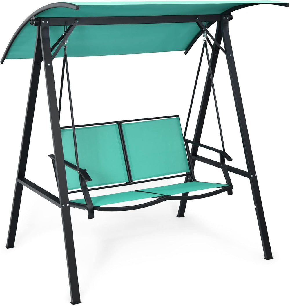 Tangkula 2-Person Patio Swing, Weather Resistant Porch Swing with Adjustable ...