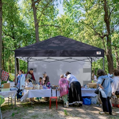 ABCCANOPY 10x10 Heavy Duty Pop Up Canopy Tent with Storage Sidewall, Black