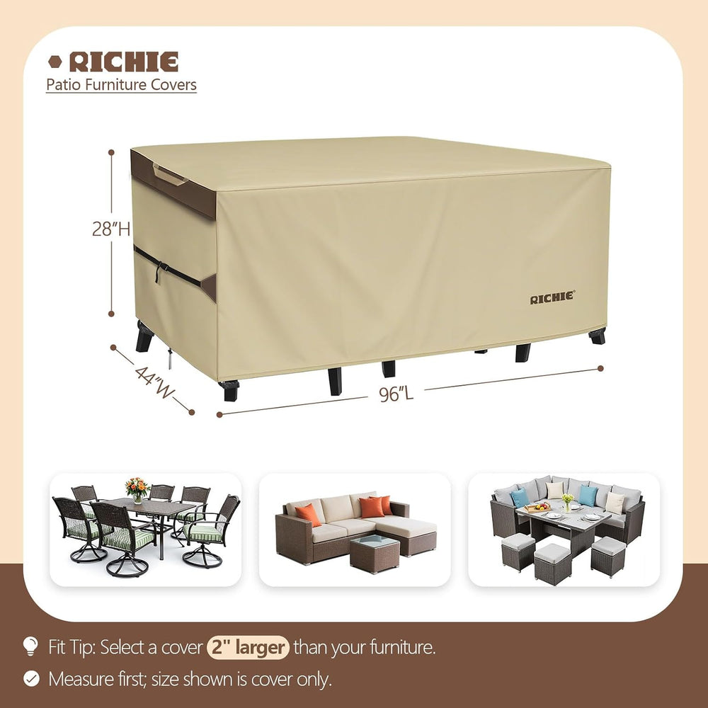 RICHIE Outdoor Patio Furniture Cover - Heavy Duty Waterproof 600D Tough Canva...
