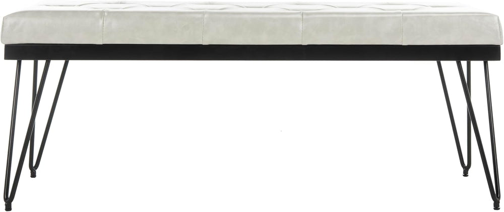SAFAVIEH Home Collection – Marcella Grey Tufted Upholstered Accent Bench, Mod...