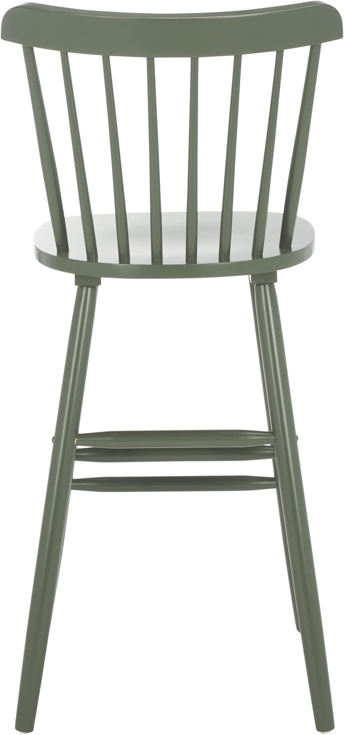 SAFAVIEH Furniture - Galena Bar Stool Set of 2 - Dusty Green - Solid Wood - M...