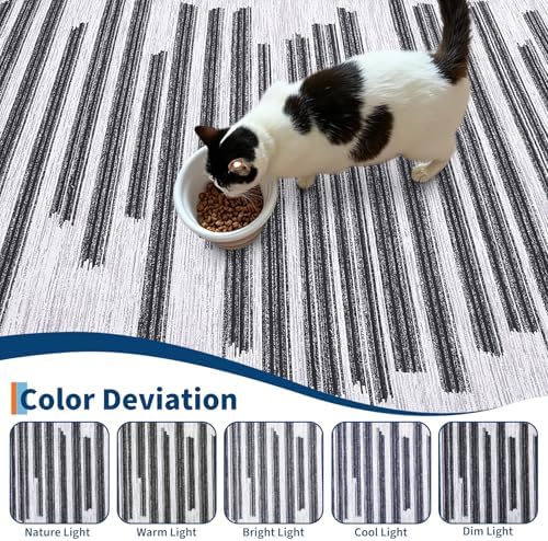 GarveeHome 8x10 Washable Living Room Rug Modern Striped Non Slip Carpet