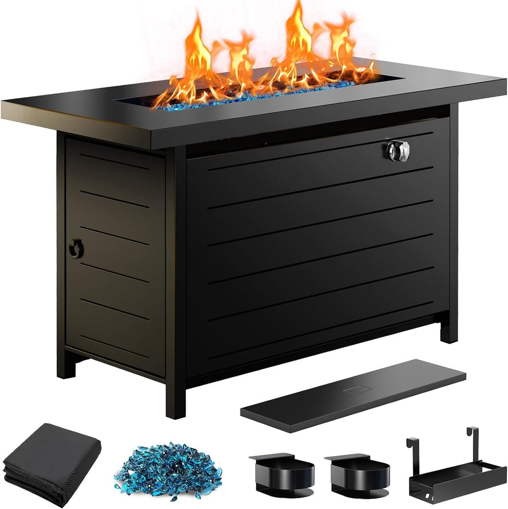 Ciays 43″ Propane Fire Pit with Glass Beads & Lid, 60,000 BTU CSA-Certifi...
