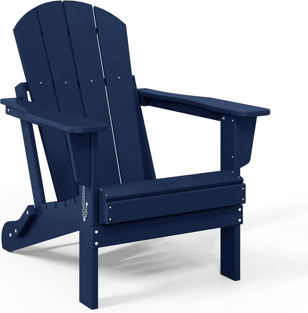 WestinTrends Malibu Outdoor Patio HDPE Folding Adirondack Chair, Navy Blue