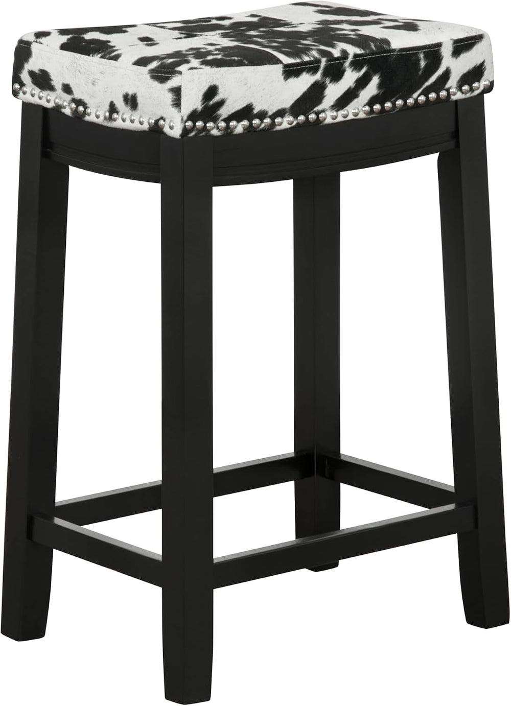 Linon Claridge Black Wooden 24 Incch Seat Height Counter Stool with Black and...