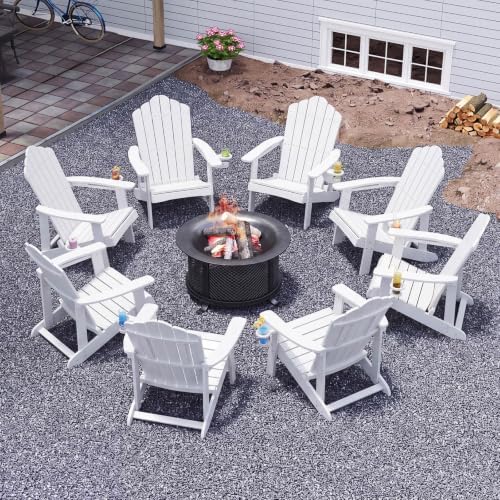 Tangkula Adirondack Chair Outdoor, Fade Resistant HDPE Armchairs with Cup Hol...