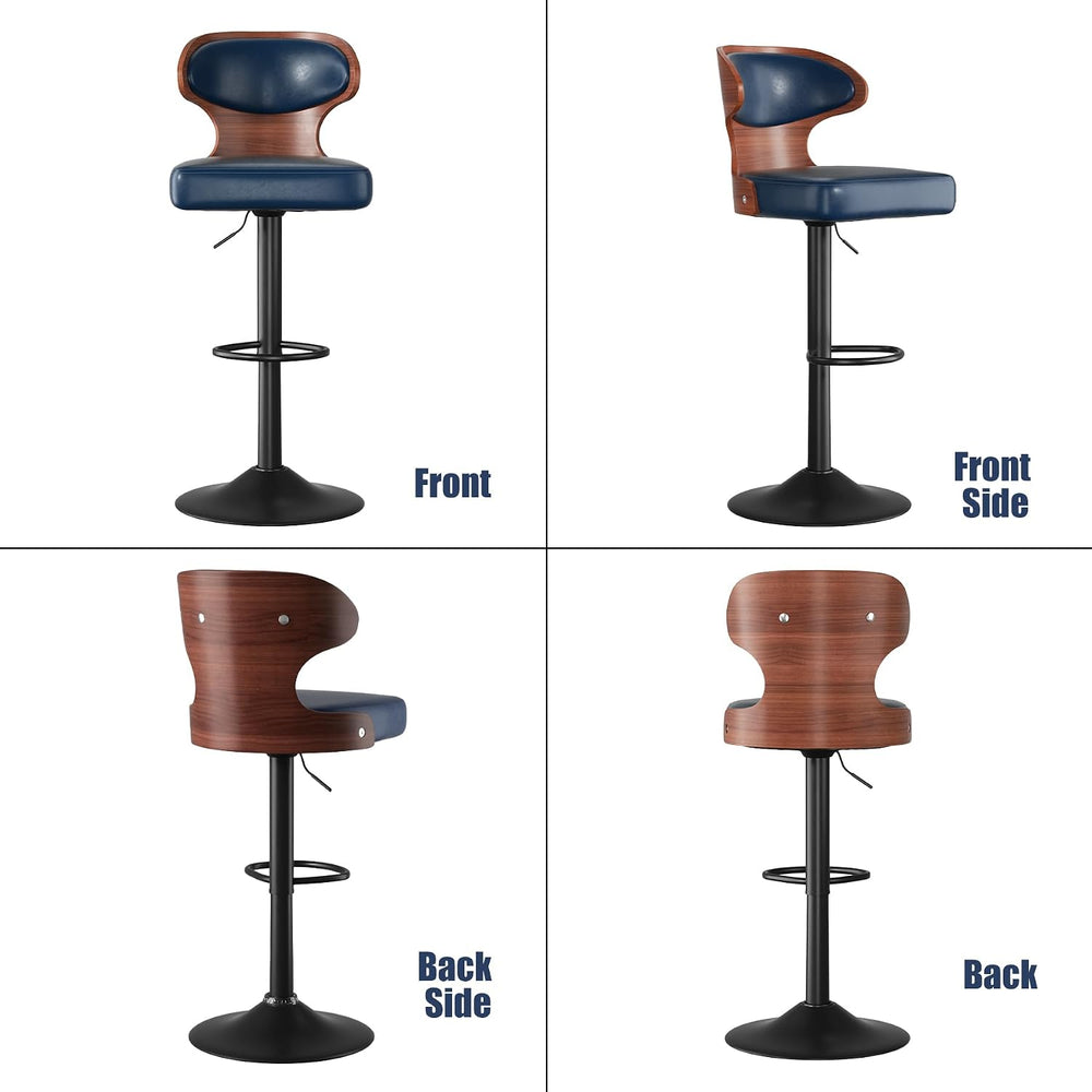 Swivel Bar Stools Set of 4,Adjustable Height Bentwood Barstools