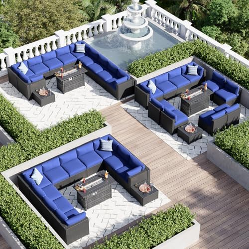 Aoxun 10 Piece Patio Furniture Set Wicker Rattan Patio Sectional Sofa Set Out...